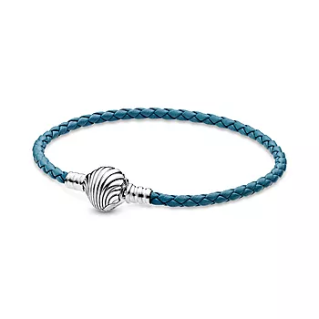 Pandora Moments, Armbånd i turkis skinn med skjell