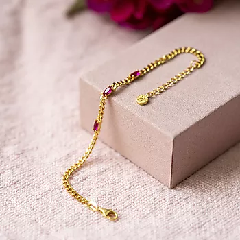 Bilde nummer 4 av Janne Formoe by Pan Jewelry, Armbånd i forgylt 925 sølv med rosa zirkonia