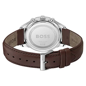 Bilde nummer 4 av Hugo Boss, Herreklokke i stål med brun skinnrem og kronograf