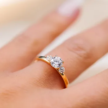 Bilde nummer 3 av Princess LAB diamantring i 585 gult gull 0,95 ct