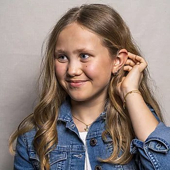 Bilde nummer 3 av Prins&Prinsesse, Øreringer til barn i 925 forgylt sølv med zirkonia