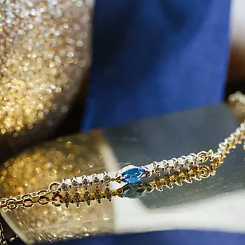 Bilde nummer 4 av Pan Jewelry, Armbånd i forgylt 925 sølv med blå zirkonia