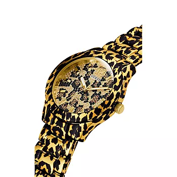 Bilde nummer 2 av Guess, Sport dameklokke med stållenke og leopardmønster