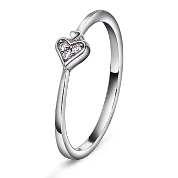 Pan Jewelry, Ring med hjerte og zirkonia i 925 sølv