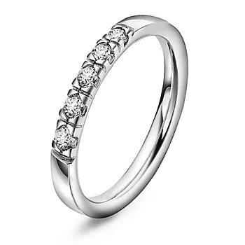 Pan Jewelry, Lady alliansering i 585 hvitt gull med diamant 0,15 ct TWSI