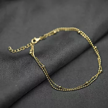 Bilde nummer 3 av Pan Jewelry, Ankelkjede i forgylt 925 sølv med 2 rader