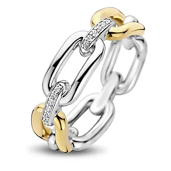 Ti Sento, Ring i forgylt 925 sølv med zirkonia