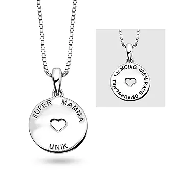 Pan jewelry, Smykke i 925 sølv med teksten SUPER MAMMA UNIK