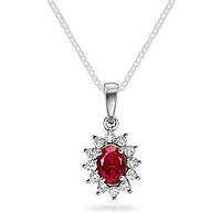 Gold Collection, Anheng i 585 hvitt gull med diamanter 0,24 ct og rubin
