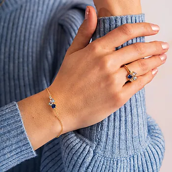 Bilde nummer 2 av Pan Jewelry, Armbånd i forgylt 925 sølv med blå zirkonia