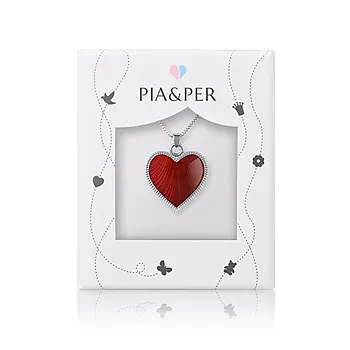 Bilde nummer 3 av Smykke til barn i 925 sølv med rødt hjerte