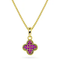 Pan Jewelry, Kløver smykke i forgylt 925 sølv med rosa zirkonia