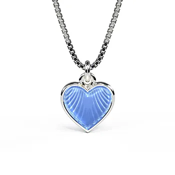 Smykke til barn i 925 sølv med blått hjerte