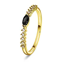 Ring i 925 forgylt sølv med sort zirkonia