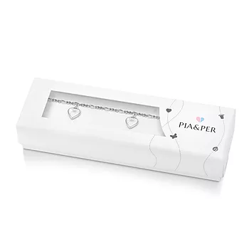 Bilde nummer 2 av Pia&Per, Armbånd i 925 sølv med charms av hvite emalje hjerter