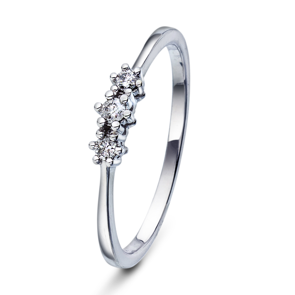 Nora diamantring i 375 hvitt gull 0,09 ct