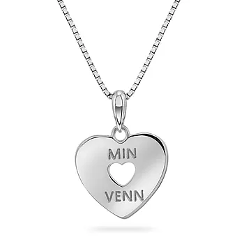 Pan Jewelry, Smykke i 925 sølv med zirkonia med teksten MIN VENN