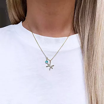 Bilde nummer 2 av Pan Jewelry, Smykke i 925 forgylt sølv med zirkonia og horoskop Fiskene
