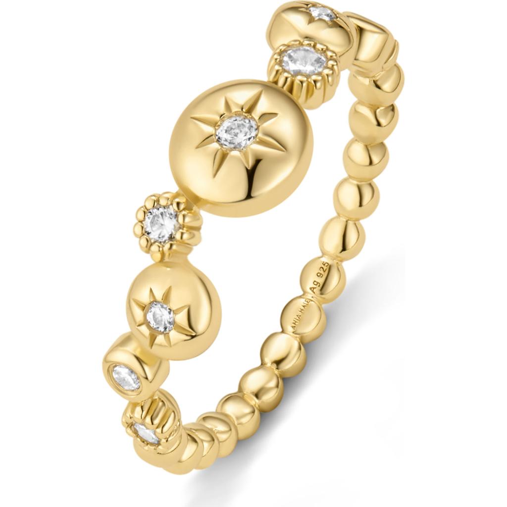 ANIA HAIE GOLD STARBURST ZIG-ZAG BEADED RING 54