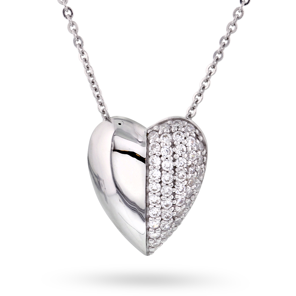 Pan Jewelry, Hjertesmykke i 925 sølv med zirkonia