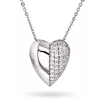 Pan Jewelry, Hjertesmykke i 925 sølv med zirkonia