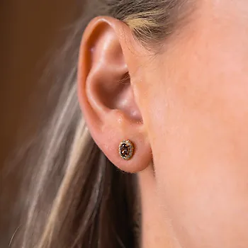 Bilde nummer 4 av Pan Jewelry, Athens Charm øredobber i forgylt 925 sølv med brun zirkona