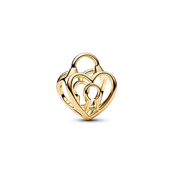 Charms i forgylt med hjertelås