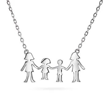Familiesmykke i 925 sølv med mødre, datter og sønn