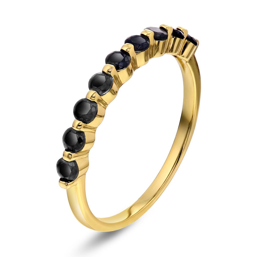Starlight ring i 925 forgylt sølv med sort zirkonia