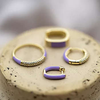 Bilde nummer 3 av Pan Jewelry, Emanuella lilla øreringer i 925 forgylt sølv
