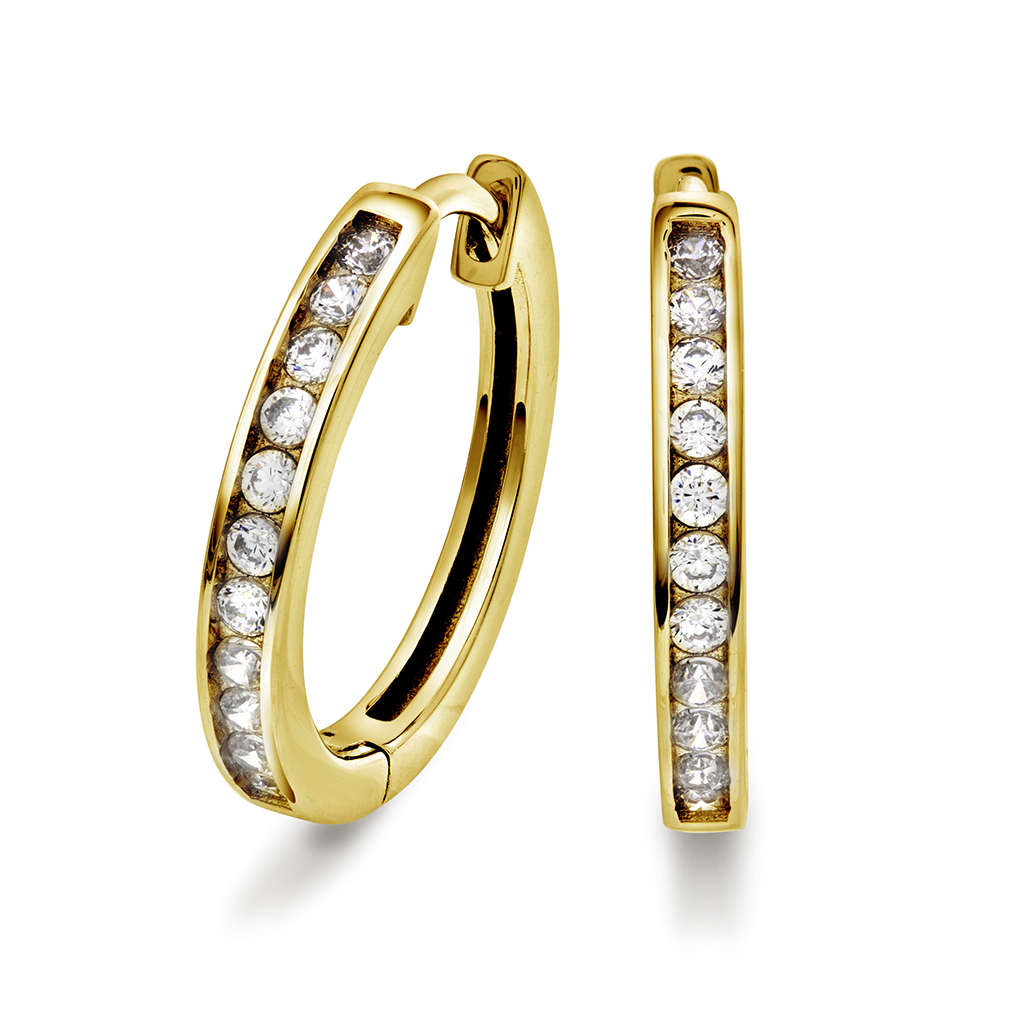 Pan Jewelry, Øreringer i 925 forgylt sølv med zirkonia