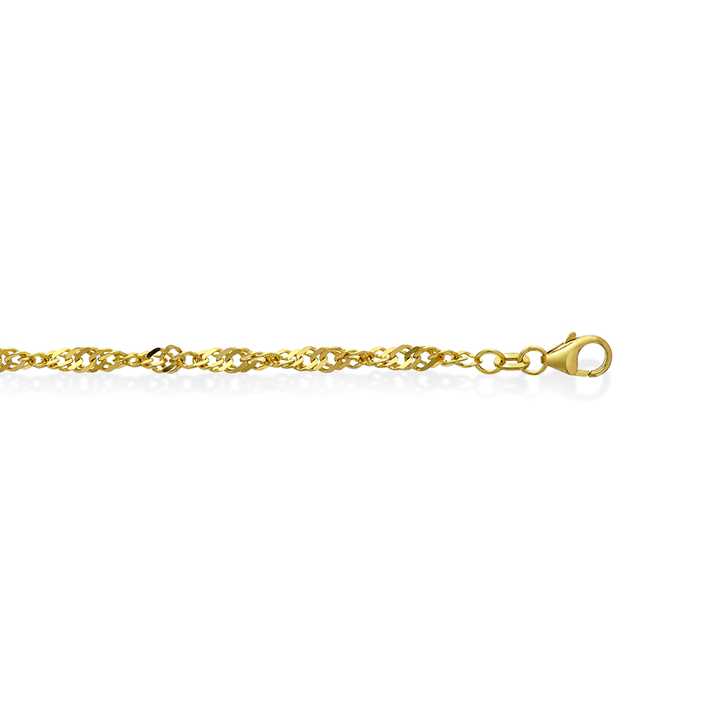 Singapore armbånd i 585 gult gull, 19 cm