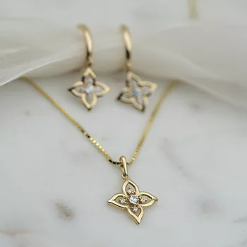 Bilde nummer 4 av Pan Jewelry, Anheng i 585 gult gull med zirkonia og blomst