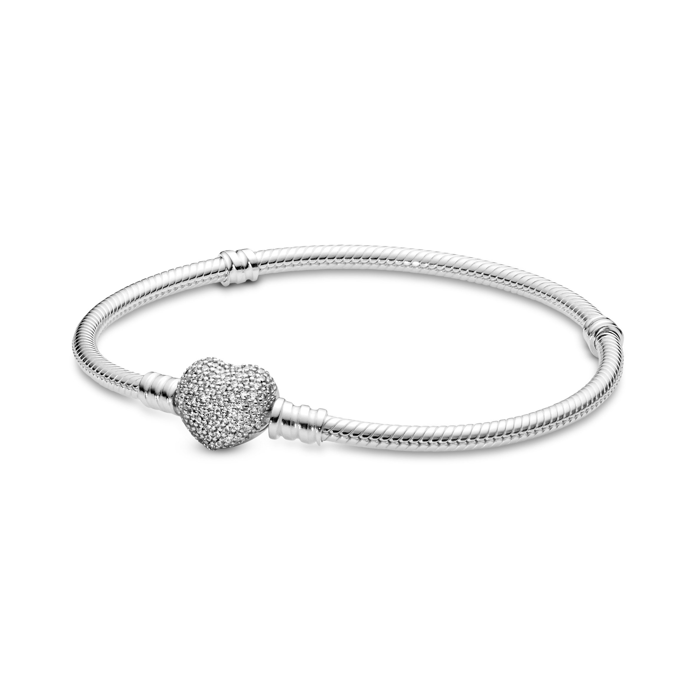 Pandora, Moments 925 sølvarmbånd med hjertelås, 17 cm