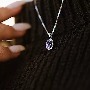 Bilde nummer 3 av Pan Jewelry, Smykke i 585 hvitt gull med diamanter 0,12 ct og tanzanitt