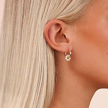 Bilde nummer 2 av Eira øreringer i forgylt messing med perle