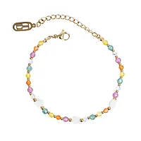 Sunkisses armbånd i forgylt stål med fargerike glassperler