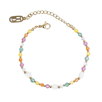 Sunkisses armbånd i forgylt stål med fargerike glassperler