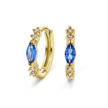 Pan Jewelry, Øreringer i forgylt 925 sølv med blå zirkonia