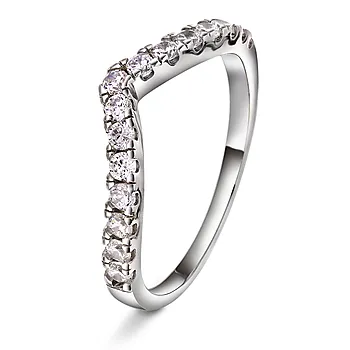 Pan Jewelry, Swan tail ring i 925 rhodinert sølv med hvite zirkonia