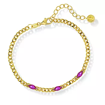 Janne Formoe by Pan Jewelry, Armbånd i forgylt 925 sølv med rosa zirkonia