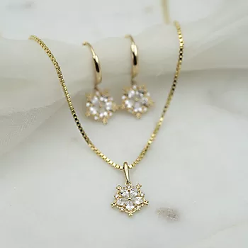 Bilde nummer 4 av Pan Jewelry, Anheng i 585 gult gull med zirkonia og blomst