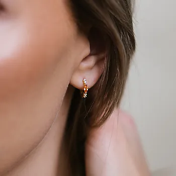 Bilde nummer 2 av Pan Jewelry, Øreringer i forgylt 925 sølv med champagnefarget zirkonia