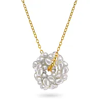 Perlefnugg smykke i 925 forgylt sølv med ferskvanssperler