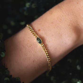 Bilde nummer 2 av Pan Jewelry, Rio Radiance armbånd i forgylt 925 sølv med grønn zirkonia