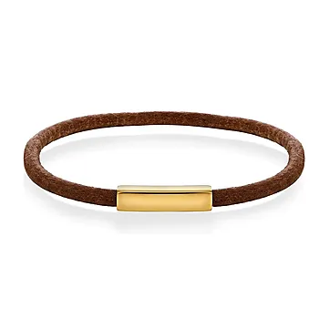 Tind armbånd i brunt lær