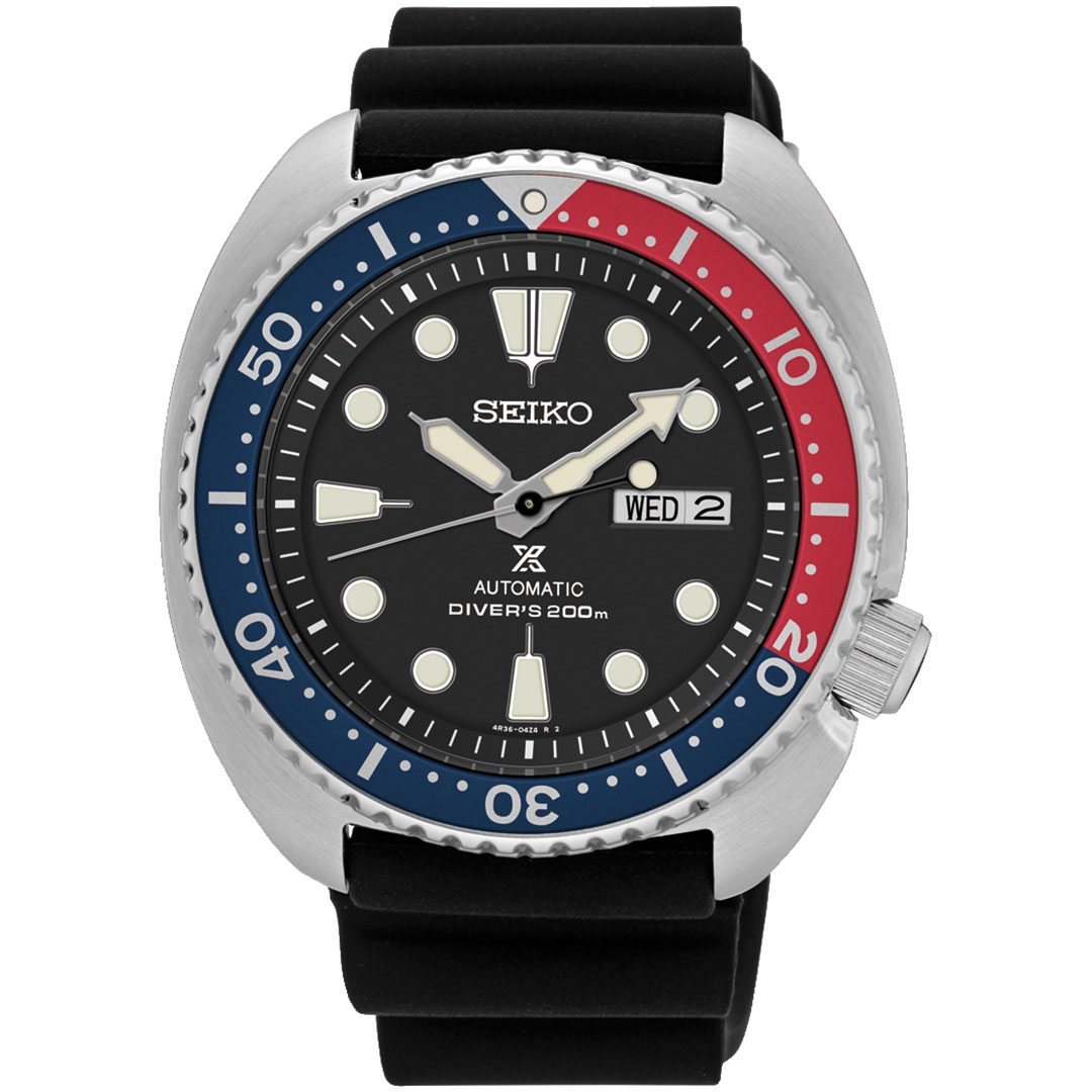 Seiko, Prospex Turtle Automatic herreklokke med sort silikonrem