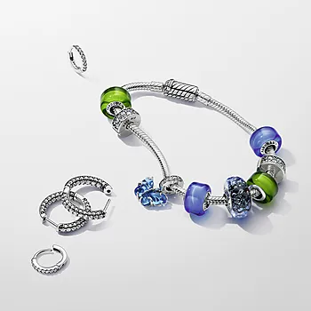 Bilde nummer 4 av Pandora Moments, Charm i 925 sølv med grønt muranoglass