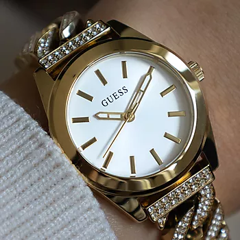 Bilde nummer 3 av Guess, Ladies Night Life dameklokke i gullfarget stållenke