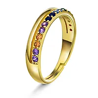 Pan Jewelry, Ring i forgylt 925 sølv med farget zirkonia